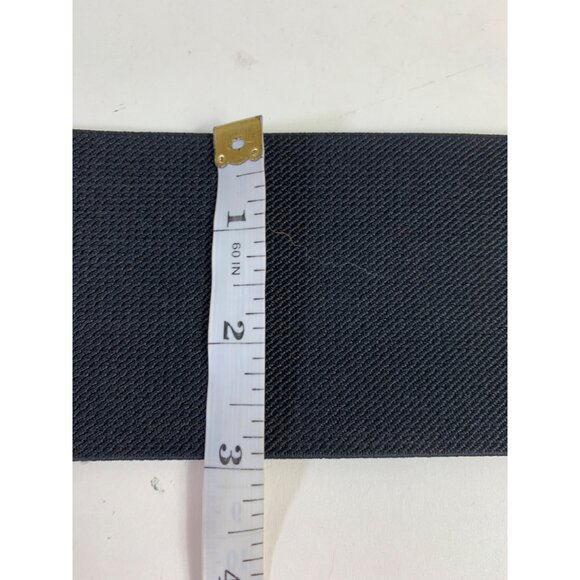 VTG Inspired 80s Black Wide Elastic Belt SZ M/L Rhinestone Buckle Crock Embossed - Picture 11 of 15